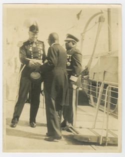 President William V. S. Tubman greeted by military personnel