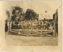 President William V. S. Tubman seated at the front of gathering for the Mt. Coffee Hydroelectric Project