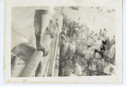 Looking down as crowd gathers