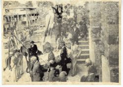 Funeral attendees leaving church service