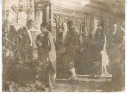 President William V. S. Tubman greets guests at formal event