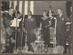 Cocktail-party at the Italian Institute for Africa. The President of the Institute, Senator Guglielmone, reads a significant address to the President who replies with some interest statements