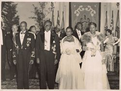 President William V.S. Tubman and Mrs. Tubman with other Liberian officials attend a reception during a state visit to Spain