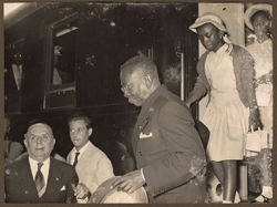 President Tubman descending from a train