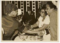 Mrs. Tubman greets guests druing an event