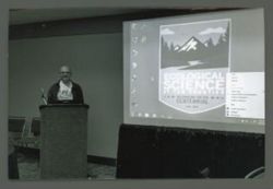 Steve Mark (Co-curator) speaking at the Centennial Meeting of the Ecological Society of America, Baltimore MD 2015