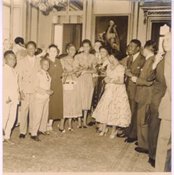 Group of Liberians and other Africans line up for portrait
