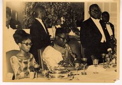 President William V. S. Tubman addresses guests at a formal dinner
