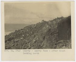 Quarry face after blast, Nov. 24, 1945