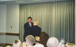 IU Ring Ceremony May 7, 2002 Chancellor David Fulton presents Bette Davenport with IU Ring 001