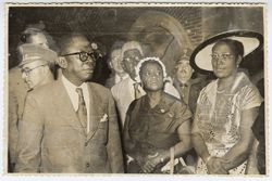 President and Mrs. Tubman stand with Liberian dignitaries and Spanish Military officials in or near Toledo, Spain