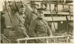 Soldiers aboard the USS Wilhelmina along the Garonne River at Bassens, France