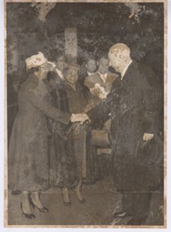 German official greets Mrs. Tubman and party