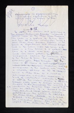 "Resistance to Repression" - Draft - handwritten with inset typescript, undated
