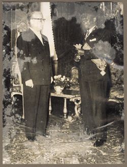 Exchange of decorations between President Tubman and President Gronchi