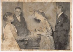 Couple greeting Mr. and Mrs. von Tschrivsrkey
