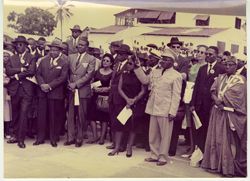 Portrait of President Tubman and party during visit to Sinoe county