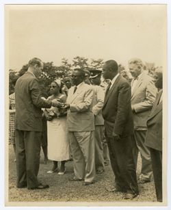 President William V. S. Tubman and Mrs. Tubman are greeted