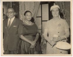 Vice President William R. Tolbert, Mrs. Tubman, and Golda Meir at a reception