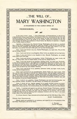 The Will Of Mary Washington