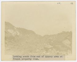 Looking south from the end of quarry area at French property line
