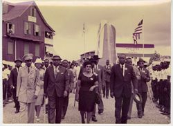 Vice-President William R. Tolbert, Senator Harrison Gribsby, Senator Frank Tolbert during visit to Sinoe County