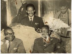President William V. S. Tubman sits on couch during an interview