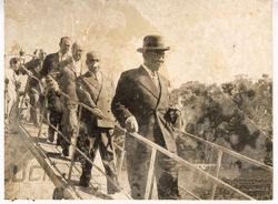 President Tubman and others descending gangway