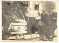 Man speaks from podium at funeral service