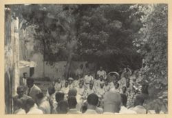 Large crowd stands together