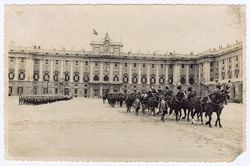 Royal guard and procession leave Royal Palace of Madrid