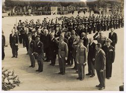 President William V. S. Tubman and others salute and pay respects to the Tomb of the Unknown Solider at the Arc de Triomphe