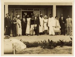 Ambassador C.T.O. King and daughter Yahne King Sangre with guests at the Liberian Embassy in Nigeria