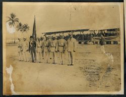President Tubman as Commander-in-Chief reviewing troops at the Barclay training center