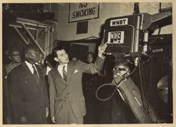 President William V. S. Tubman and others on tour of the RCA International Division, NBC Studios