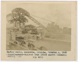 Harbor works, Monrovia, Liberia, October 1, 1945 Miscellaneous-Bucyrus Erie 120-B shovel Assembly