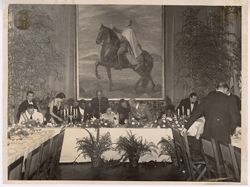 General Franco, Carmen Polo, President and Mrs. Tubman at formal dining table beneath portrait of General Franco