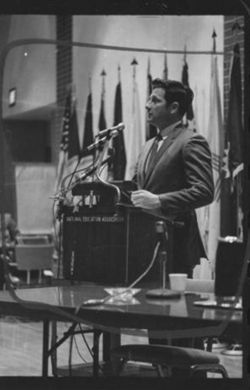 Senator Birch Bayh speaking