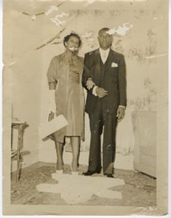 Couple dressed-up in living room