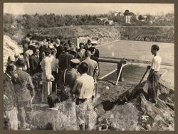Naples, September 28th: President Tubman and dignitaries look at one of the reservoirs of San Giacomo di Capri and San Rocco (Cassa del Mezzogiorno)