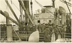The USS Wilhelmina along the Garonne River at Bassens, France
