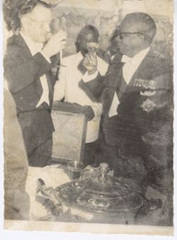 President William V. S. Tubman toasts guest at a formal reception