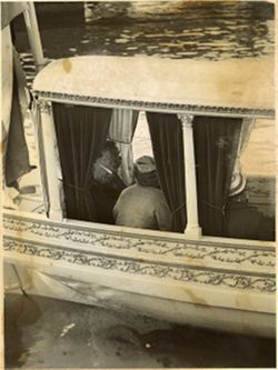 President William V. S. Tubman, the Queen and Mrs. Tolbert on H.M. Cruiser "De Ruyter"