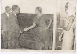 Mrs. Antoinette Tubman greets dignitary in hall