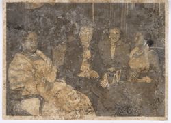 Men and women in formal attire seated around table