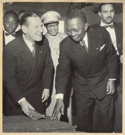 Harvey S. Firestone and President William V. S. Tubman at Firestone Synthetic Plant