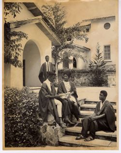 College Students holding discussions at University of Ghana, Legon