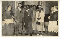 President Tubman, his wife and dignitaries on a tour with Catholic officials in or near Seville, Spain