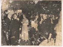 Guests at formal party mingle