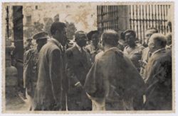 President Tubman talks with Catholic clergymen in or near Seville, Spain